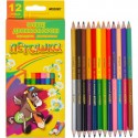 Карандаши цветные MARCO 12 карандашей, 24 цвета 1011-12 СВ