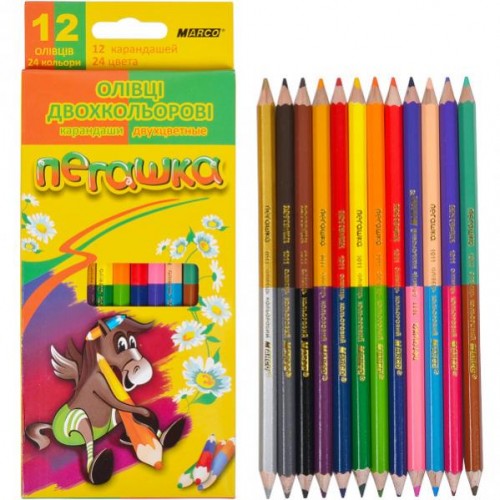 Олівці кольорові MARCO 12 олівців, 24 кольори 1011-12 СВ